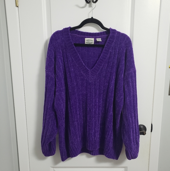 VINTAGE SEPARATE SCENE Oversized Purple Chenille Sweater - Picture 1 of 7